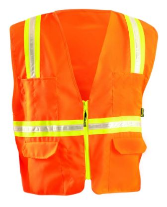 Picture of Occunomix Non-Ansi Vest Solid Tripletrim Zipper Or L Part# - Lux-Xtrans-Ol