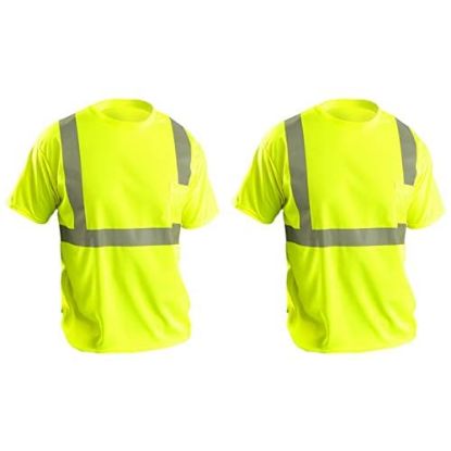 Picture of Occunomix Tshirt Ss Birdseye Silver Tape Pocket Cl2 Yel 2X Part# - Lux-Ssetp2B-Y2X