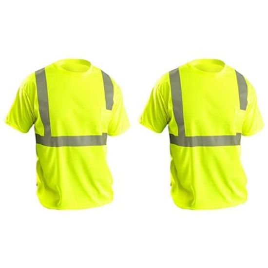 Picture of Occunomix Tshirt Ss Birdseye Silver Tape Pocket Cl2 Yel 2X Part# - Lux-Ssetp2B-Y2X