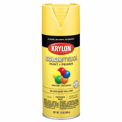 Picture of Krylon Industrial Colormaxx Paint + Primer  Gloss Sun Yellow  12Oz Part# - K05541007