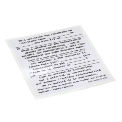 Picture of Pitco Conversion Sticker Part# 155-000039-001