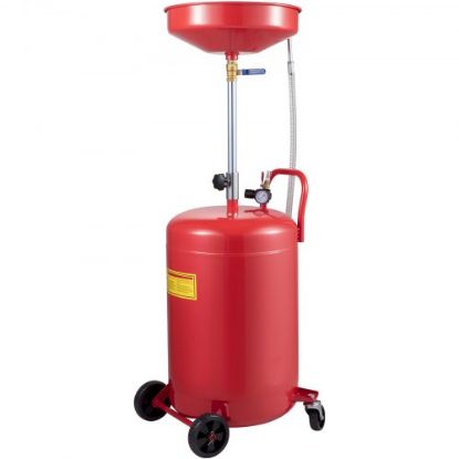 Picture of VEVOR Waste Oil Drain Tank 20 Gallon Portable Oil Drain Air Operated Drainer Oil Change, Oil Drain Container, Fluid Fuel Transfer Drainage Adjustable Funnel Height, with Pressure Regulating Valve