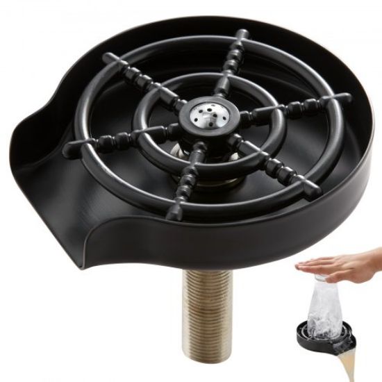 Picture of VEVOR Glass Rinser, 10 Powerful Spraying Jets 360° Rotating Cup Rinser for Sink, 304 Stainless Steel Faucet Cup Washer with ABS Cup Holder for Baby Bottle, Glass Cup, Wine Glass (Silver Grey Base)