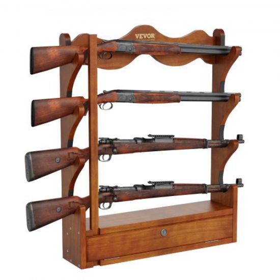 Picture of VEVOR Gun Rack Wall Mount, Horizontal Gun Rack and Shotgun Hooks, Single Gun Storage Display Rack For Wall, Gun Holder with Soft Padding holds Rifles, Shotguns up to 50 lbs