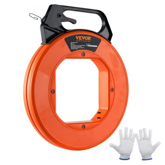 Picture of VEVOR Fish Tape, 240-foot, 1/8-inch, Steel Wire Puller with Optimized Housing and Handle, Easy-to-Use Cable Puller Tool, Flexible Wire Fishing Tools for Walls and Electrical Conduit, Non-Conductive