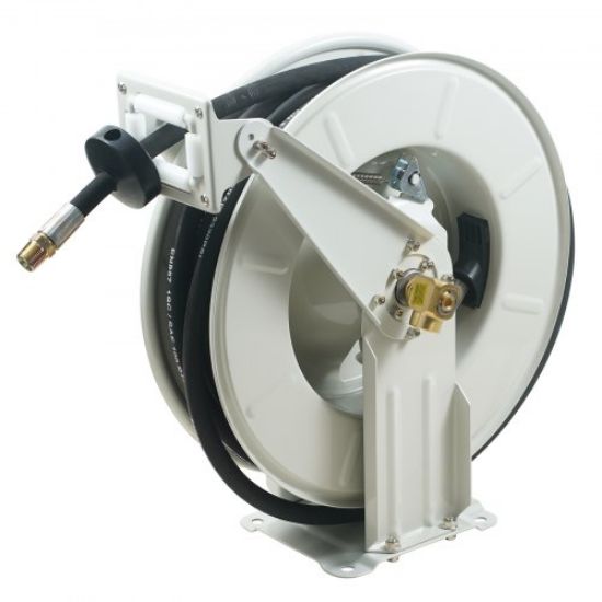 Picture of VEVOR Fuel Hose Reel, 3/4" x 66', Extra Long Retractable Diesel Hose Reel, Heavy-Duty Carbon Steel Construction with Automatic Fuel Nozzle, NBR Rubber Hose for Aircraft Ship Vehicle Tank Truck, 300PSI
