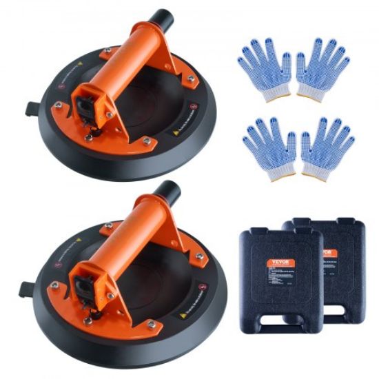 Picture of VEVOR Glass Suction Cup, 8" 615 lbs Load Capacity, Vacuum Suction Cup with Steel Handle and Carry Box, Heavy Duty Industrial Suction Cup Lifter Tool for Glass, Granite, Tile, Metal, Wood Panel Lifting