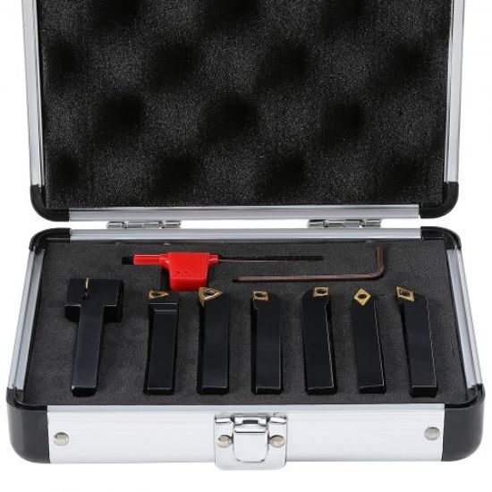 Picture of VEVOR 3 Pieces Indexable Lathe Turning Tool Holder, 5/8 in, CNC Heavy-Duty Metal Lathe Cutting Tools, with Tin Coated Carbide Inserts Aluminum Case, for Turning Grooving Threading Cut Off Holders Set