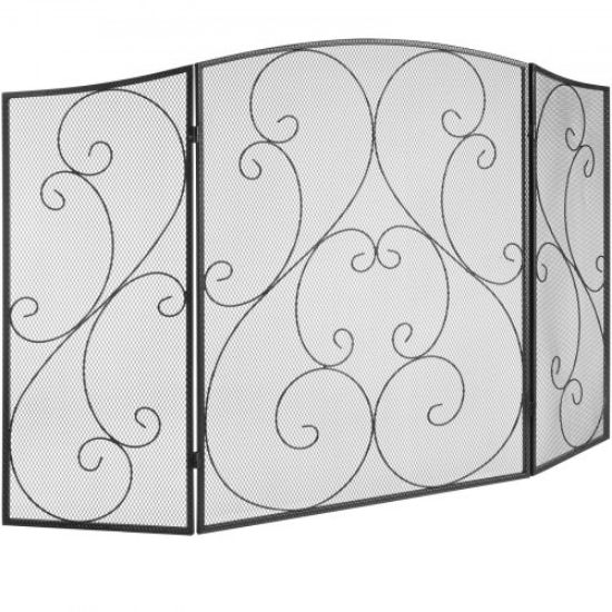 Picture of VEVOR Fireplace Screen 1 Panel with Door, Sturdy Iron Mesh Fireplace Screen, 39"(L) x31.6"(H) Spark Guard Cover, Simple Installation, Free Standing Fire Fence Grate for Living Room Home Decor Vintage
