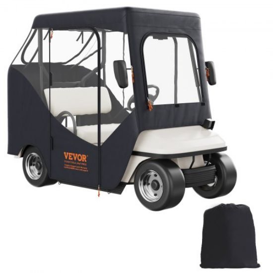 Picture of VEVOR Golf Cart Enclosure, 600D Polyester Driving Enclosure with 4-Sided Transparent Windows, 2 Passenger Club Car Covers Universal Fits for Most Brand Carts, Sunproof and Dustproof Outdoor Cart Cover