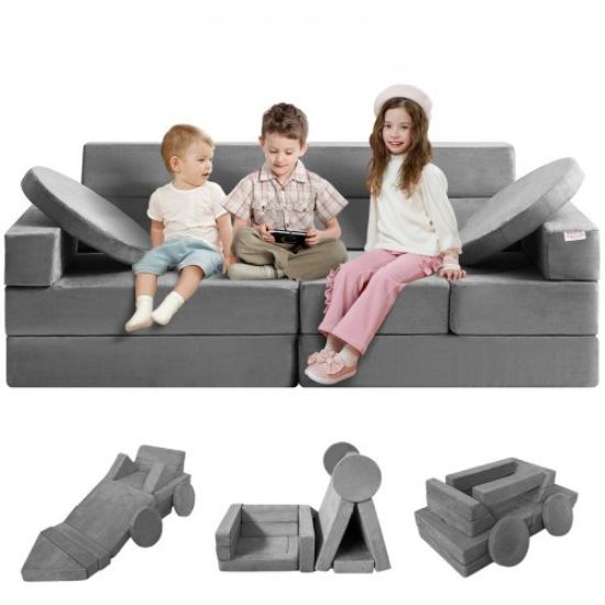 Picture of VEVOR Fold-out Kids Sofa, Glow-in-the-Dark Kids Couch Chair, 2-in-1 Children Convertible Sofa to Lounger, Extra Soft Flip-out Toddler Couch for Siting and Sleeping, for Bedroom and Playroom