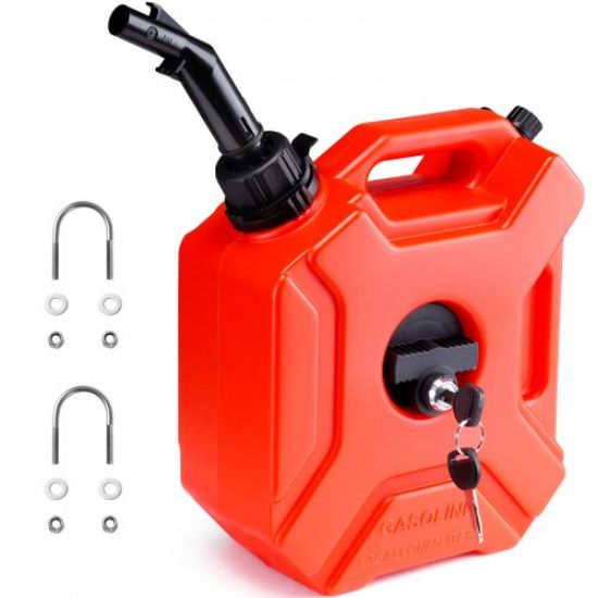Picture of VEVOR Gas Can, 2.64 Gallon/10L, Fuel Tank with Spout and Lockable Bracket, Storage Gasoline Container, Auto-Off Function & Adjustable Flow Rate, Compatible with Most Cars Motorcycle SUV ATV UTV, Red