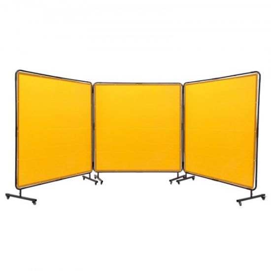 Picture of VEVOR Welding Screen with Frame, 6' x 8' Welding Curtain Screen, Flame-Resistant Vinyl Welding Protection Screen on 4 Swivel Wheels (2 Lockable), Moveable & Professional for Workshop/Industrial, Green