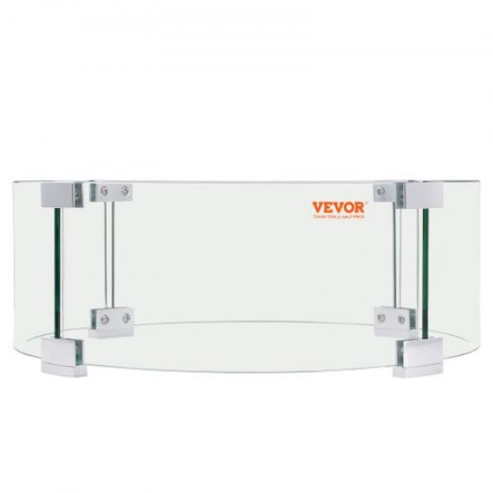 Picture of VEVOR Glass Wind Guard for Rectangular Fire Pit Table 29 x 13 x 6.5 Inch, 0.31 inch Thick and Sturdy Tempered Glass Panel with Hard Aluminum Corner Bracket & Rubber Feet, Easy to Assemble