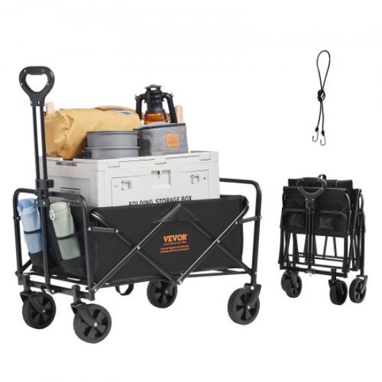 Picture of VEVOR Foldable Double Decker Wagon, 400L Collapsible Wagon Cart with All-Terrain Wheels, Heavy Duty Folding Wagon Cart 450 lbs Weight Capacity for Camping, Shopping, Garden, 52" Extra Long Extender