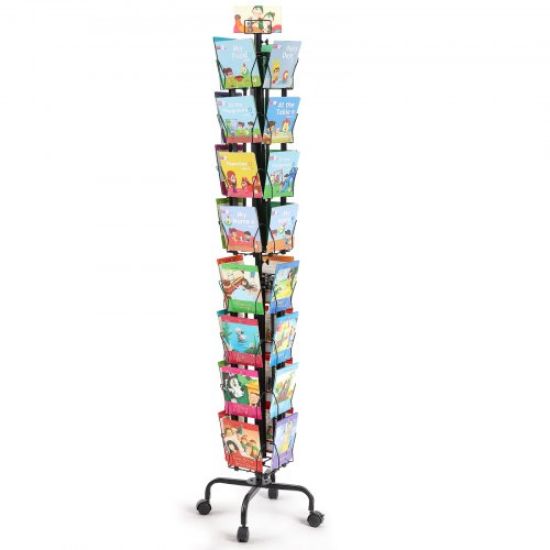 Picture of VEVOR Greeting Cards Display Rack, 32 Pockets Rotating Postcard Brochure Display Stand, 360° Spinning Card Display Rack with Sign Holder & 4 Wheels (2 Lockable) for Exhibitions Office Trade Show