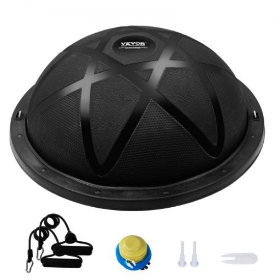 Picture of VEVOR Half Exercise Ball Trainer, 23 inch Balance Ball Trainer, 660lbs Capacity Stability Ball, Yoga Ball with Resistance Bands & Foot Pump, Strength Fitness Ball for Home Gym, Full Body Workout, Blue