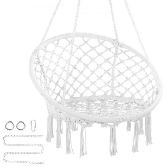 Picture of VEVOR Hammock Swinging Chair Macramé Hanging Chair with Cushion Indoor & Outdoor