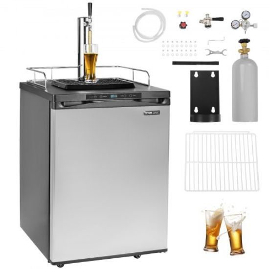 Picture of VEVOR Beer Kegerator Draft Beer Dispenser Full Size Keg Refrigerator Dual Tap