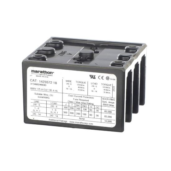 Picture of Trane Block, Terminal, 3 Pole 175 Amp, 600 Volt Part# BLK00362