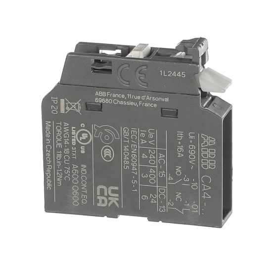 Picture of Trane Contactor; Cont, Aux Cont Blk, Front, 1 Part# CTR03259