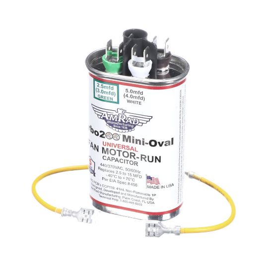 Picture of Trane Capacitor; 2.5 - 15 Mfd 370/440V Oval Part# TURBOMINIOVAL